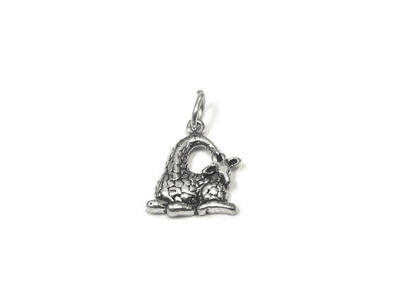 Giraffe Charm Sterling Silver 14mm, Animal Charms, Safari charms, Zoo Charms, Giraffe charms - SP794 - BeadPrism