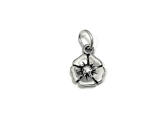 Poppy Flower Charm Sterling Silver 11mm, Floral Charms, Flower charms, Poppy Flower charms - SP791 - BeadPrism
