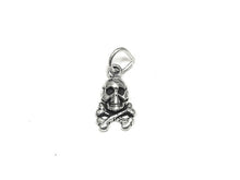 Load image into Gallery viewer, Skull and Cross Bones Charm Sterling Silver 14mm, Pirate Charms, Sea Charms, Skull charms - SP792 - BeadPrism