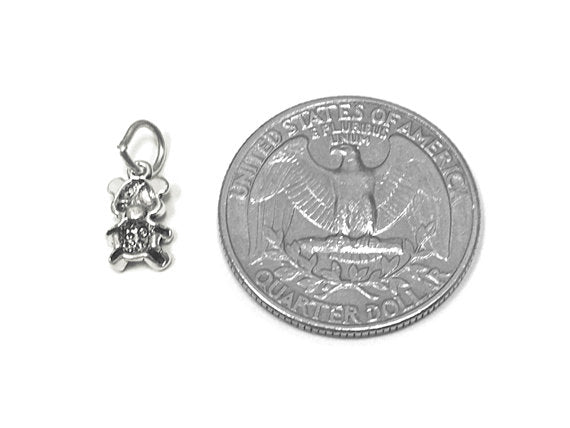 Teddy Bear Charm Sterling Silver 11mm, Toy Charm, Love charm, Gift charms, Teddy Bear charms - SP800 - BeadPrism