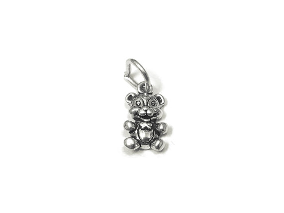 Teddy Bear Charm Sterling Silver 11mm, Toy Charm, Love charm, Gift charms, Teddy Bear charms - SP800 - BeadPrism