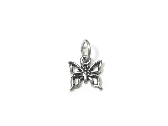 Butterfly Charm Sterling Silver 9mm, Bug Charm, Animal charm, Nature charm, Butterfly charms - SP802 - BeadPrism