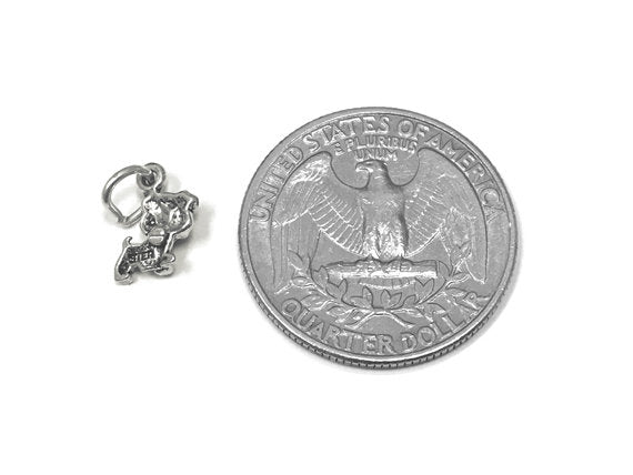 Puppy Charm Sterling Silver 10mm, Silver Pet Charms, Animal Charms, Dog charms, Puppy charms - SP806 - BeadPrism