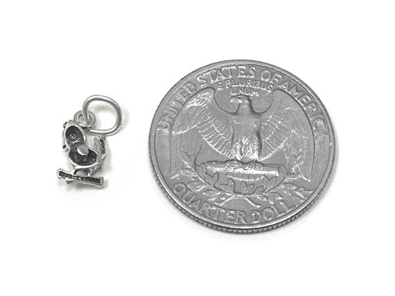 Bird Charm Sterling Silver 11mm, Silver Bird Charm, Animal charm, Flying Charms, Bird charms - SP807 - BeadPrism