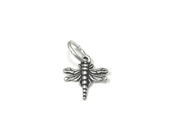 Dragonfly Charm Sterling Silver 10mm, Animal Charm, Bug charm, Nature charm, Dragonfly charm - SP811 - BeadPrism