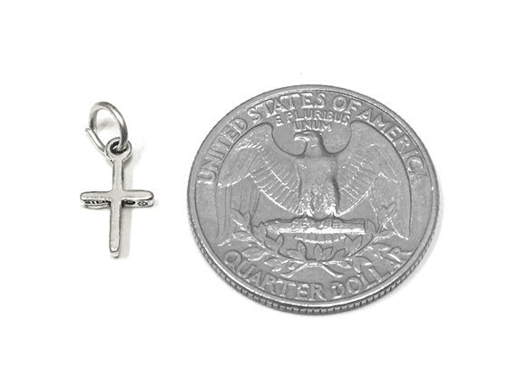 Cross Charm Sterling Silver 13mm, Christian, Religious charms, Catholic Charms, Cross charms - SP822 - BeadPrism