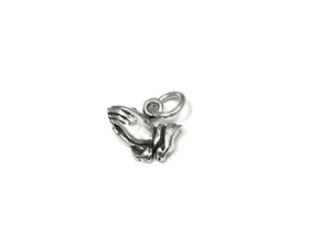 Praying Hands Charm Sterling Silver 9mm, Religious Charms, Religious Charms, Praying charms - SP828 - BeadPrism
