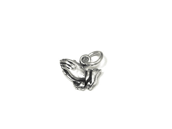Praying Hands Charm Sterling Silver 9mm, Religious Charms, Religious Charms, Praying charms - SP828 - BeadPrism