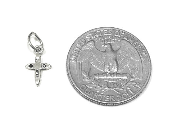 Cross Charm Sterling Silver 12mm, Christian, Religious charms, Catholic Charms, Cross charms - SP830 - BeadPrism