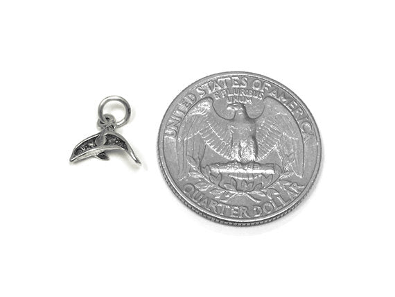 Dolphin Charm Sterling Silver 10mm, Sea Charms, Animal charms, Ocean Charms, Dolphin charms - SP837 - BeadPrism