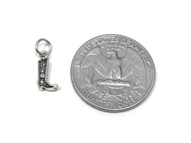 Cowboy Boot Charm Sterling Silver 12mm, Western Charms, Old West Charms, Cowboy Boot charms - SP838 - BeadPrism