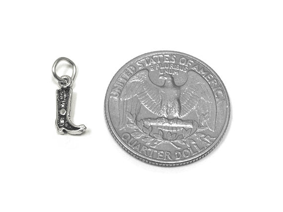 Cowboy Boot Charm Sterling Silver 12mm, Western Charms, Old West Charms, Cowboy Boot charms - SP838 - BeadPrism