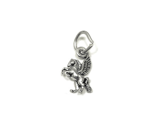 Pegasus Facing Left Charm Sterling Silver 12mm, Fantasy Charms, Animal charm, Pegasus charms - SP841 - BeadPrism