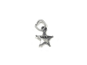 Sheriff Badge Charm Sterling Silver 11mm, Western Charms, Cowboy Charms, Sheriff Star charms - SP843 - BeadPrism