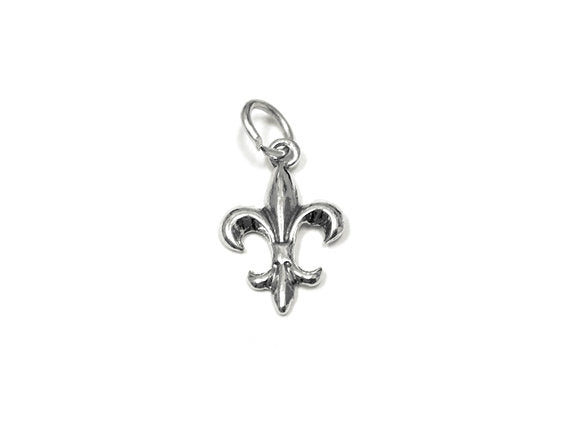 Fleur De Lis Charm Sterling Silver 11mm, Religious Charm, Catholic Charm, Fleur-De-Lis Charm - SP854 - BeadPrism