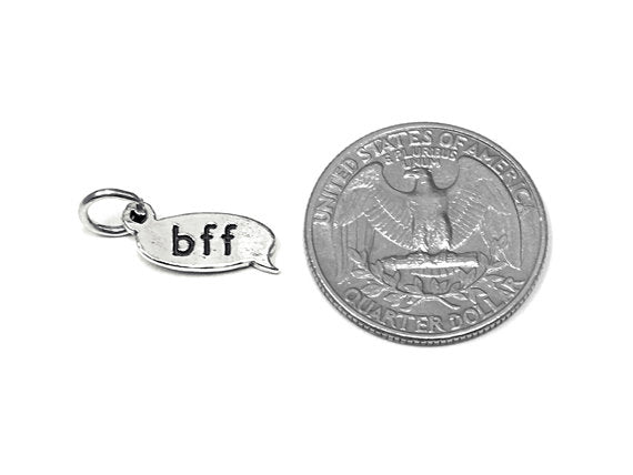 BFF Text Chat Charm Sterling Silver 15mm, Friendship Charms, Best Friend Charms, BFF charms - SP855 - BeadPrism