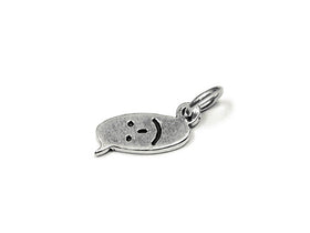 Happy Face Text Chat Charm Sterling Silver 15mm, Smile Charms, Smile Face Text Chat charms - SP856 - BeadPrism