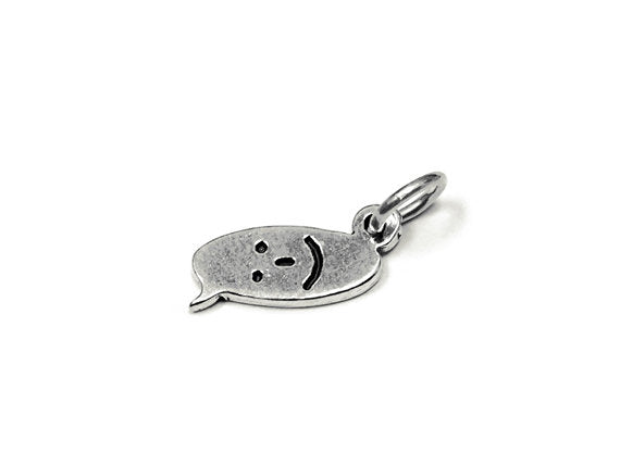 Happy Face Text Chat Charm Sterling Silver 15mm, Smile Charms, Smile Face Text Chat charms - SP856 - BeadPrism