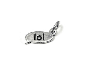 LOL Text Chat Charm Sterling Silver 15mm, Laughing Out Loud Charms, Silver Text LOL charms - SP857 - BeadPrism