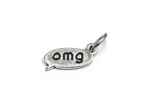 OMG Text Chat Charm Sterling Silver 15mm, OMG Charms, Oh My God Charms, OMG Texting charms - SP859 - BeadPrism