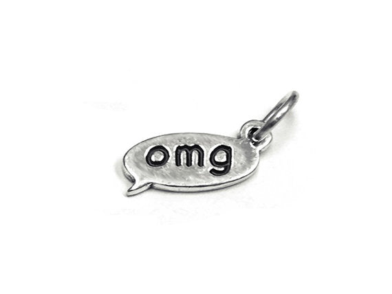 OMG Text Chat Charm Sterling Silver 15mm, OMG Charms, Oh My God Charms, OMG Texting charms - SP859 - BeadPrism