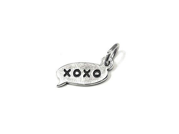 XOXO Text Chat Charm Sterling Silver 15mm, Love Charm, Hugs and Kisses Charms, Texting charm - SP860 - BeadPrism