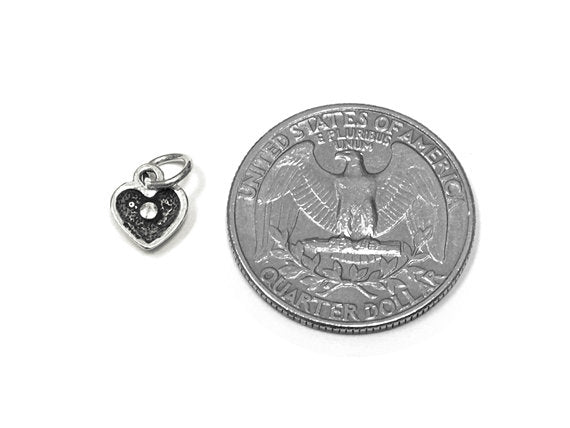 Puffed Heart Charm Sterling Silver 9mm, valentine charm, romantic charm, Silver Heart charms - SP861 - BeadPrism