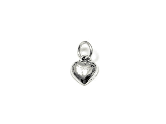 Puffed Heart Charm Sterling Silver 9mm, valentine charm, romantic charm, Silver Heart charms - SP861 - BeadPrism