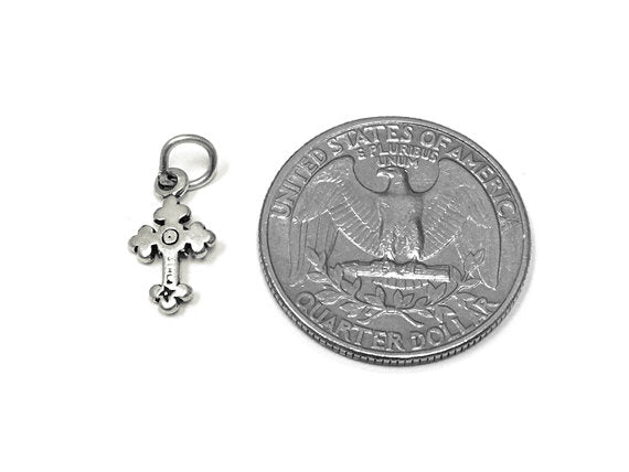 Cross Charm Sterling Silver 14mm, Christian, Religious charms, Catholic Charms, Cross charms - SP862 - BeadPrism