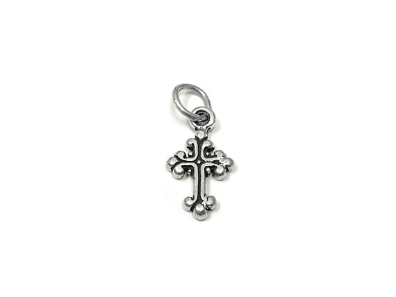 Cross Charm Sterling Silver 14mm, Christian, Religious charms, Catholic Charms, Cross charms - SP862 - BeadPrism