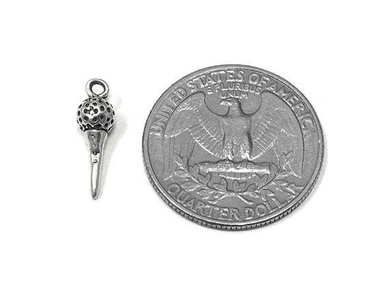 Golf Ball with Tee Charm Sterling Silver 16mm, Sports Charm, Games Charm, Silver Golf charms - SP902 - BeadPrism