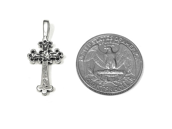 Cross Charm Sterling Silver 29.5mm, Christian Charm, Religious charm, Catholic, Cross charms - SP905 - BeadPrism