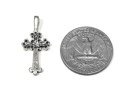 Cross Charm Sterling Silver 29.5mm, Christian Charm, Religious charm, Catholic, Cross charms - SP905 - BeadPrism