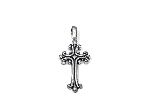 Cross Charm Sterling Silver 29.5mm, Christian Charm, Religious charm, Catholic, Cross charms - SP905 - BeadPrism