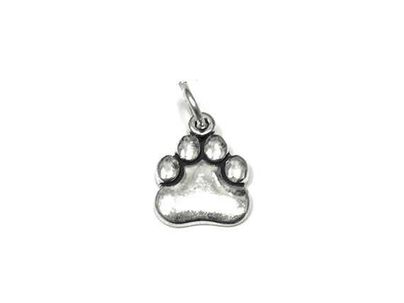 Paw Print Charm Sterling Silver 12mm, Animal Charm, Cat Charms, Dog charms, Paw Print charms - SP960 - BeadPrism