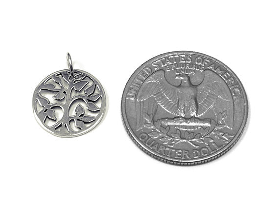 Tree of Life Charm Sterling Silver 14mm, Silver Tree Charm, Yoga Charms, Tree of Life charms - SP935 - BeadPrism