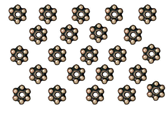 100 Pc Daisy Heishi Spacer Bead 3mm Oxidized Brass Finish Tierracast Spacer Beads - P0418BO - BeadPrism