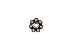 50 Pc Daisy Heishi Spacer Bead 5mm Oxidized Brass Finish Tierracast Spacer Beads - P0421BO - BeadPrism