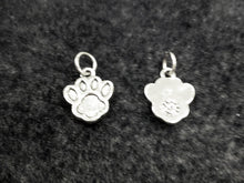 Load image into Gallery viewer, 10 Pc Paw Print Charm Silver Lead Free Pewter, Silver Paw Charm, school mascots charms - PPP397 - BeadPrism