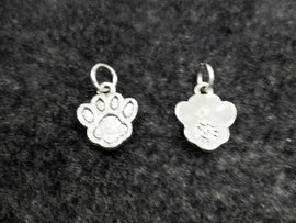 10 Pc Paw Print Charm Silver Lead Free Pewter, Silver Paw Charm, school mascots charms - PPP397 - BeadPrism