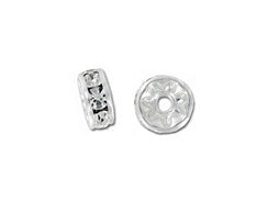 144 Pc 4.5mm Czech Rhinestones Silver Plated Rondelles - Crystal - BULK RNS4CL-2 Packs - BeadPrism