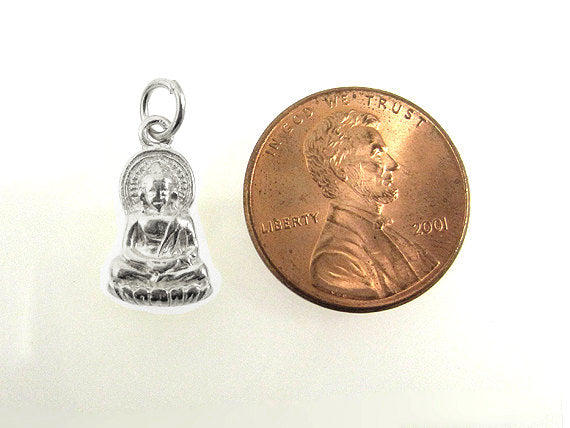 10 Pcs Buddha Charm Pendant Silver Plated - PBF320SP - BeadPrism