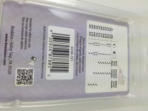 600 Pc Crimp Tubes Silver Plated Beadalon Assorted sizes1,2,3,4 - 305B-121 - BeadPrism