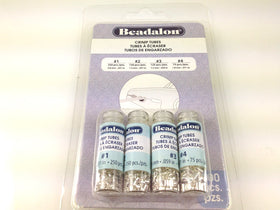 600 Pc Crimp Tubes Silver Plated Beadalon Assorted sizes1,2,3,4 - 305B-121 - BeadPrism