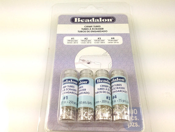 600 Pc Crimp Tubes Silver Plated Beadalon Assorted sizes1,2,3,4 - 305B-121 - BeadPrism