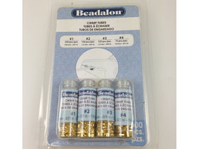 600 Pc Crimp Tubes Gold Color Beadalon Assorted sizes1,2,3,4 - 305A-121 - BeadPrism