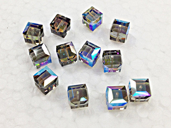 Weekly Sale 24 Pcs Swarovski 6mm Black Diamond AB Cubes - 5601-6BdiaAB-24 - BeadPrism