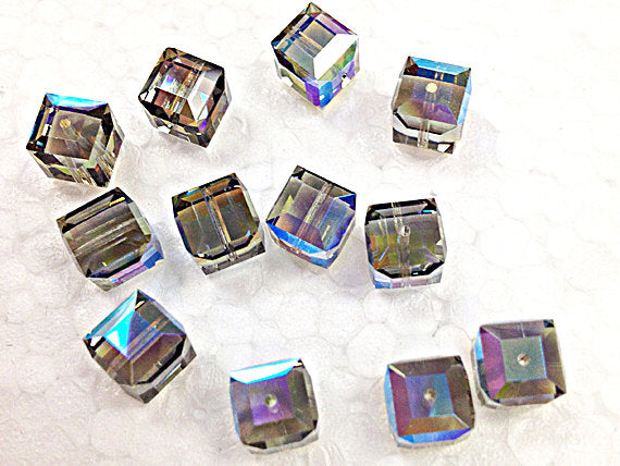 Weekly Sale 24 Pcs Swarovski 6mm Black Diamond AB Cubes - 5601-6BdiaAB-24 - BeadPrism