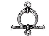 5 Sets Heirloom Toggle Clasps 15mm Round 24mm Bar Antique Rhodium Finish Tierracast - P6070RBA