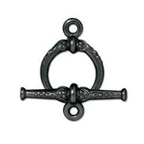 5 Sets Black Toggle Clasps 15mm Round 24mm Bar, Tierracast Retro clasps - P6070BK